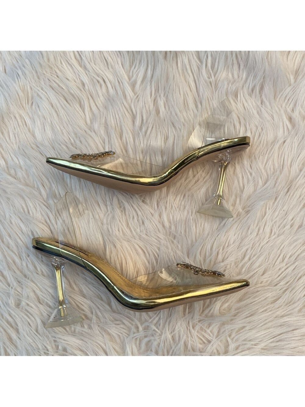 Wetkiss Clear and Gold Slingback Heels, Size 9 - Picture 7 of 17